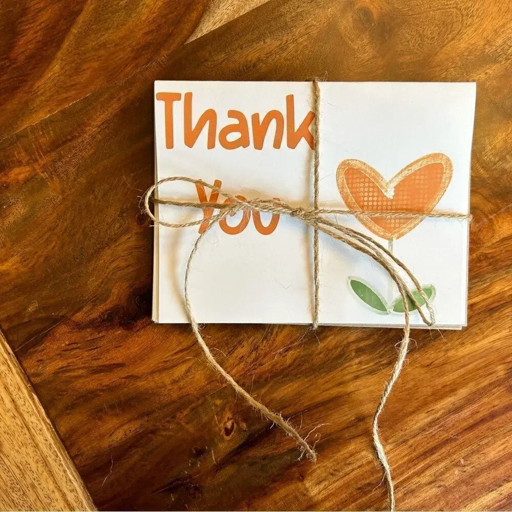 Greeting Cards Thank You Notes Thank You Cards Set of 6 Custom Orange Heart Note